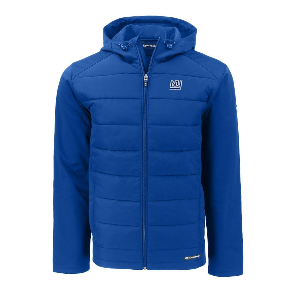 New York Giants Cutter & Buck Throwback Evoke Hybrid Eco Softshell Recycled Full-Zip Hoodie Jacket Royal | NFL