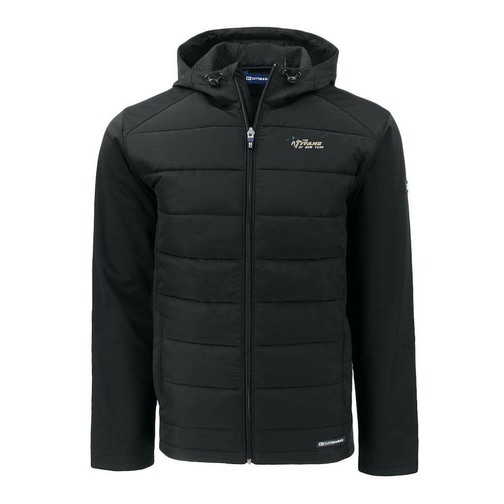 New York Jets Cutter & Buck Throwback Evoke Hybrid Eco Softshell Recycled Full-Zip Hoodie Jacket Black | NFL