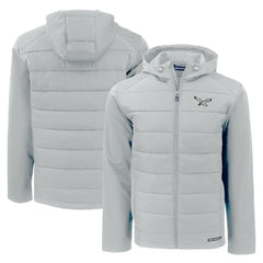 Philadelphia Eagles Cutter & Buck Throwback Evoke Hybrid Eco Softshell Recycled Full-Zip Hoodie Jacket Gray | NFL