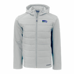 Seattle Seahawks Cutter & Buck Throwback Evoke Hybrid Eco Softshell Recycled Full-Zip Hoodie Jacket Gray | NFL