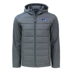 Seattle Seahawks Cutter & Buck Throwback Evoke Hybrid Eco Softshell Recycled Full-Zip Hoodie Jacket Gray | NFL