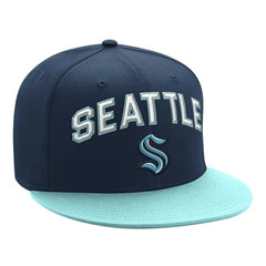 Seattle Kraken Starter Arch Logo Two-Tone Snapback Hat - Deep Sea Blue/Light Blue - NHL