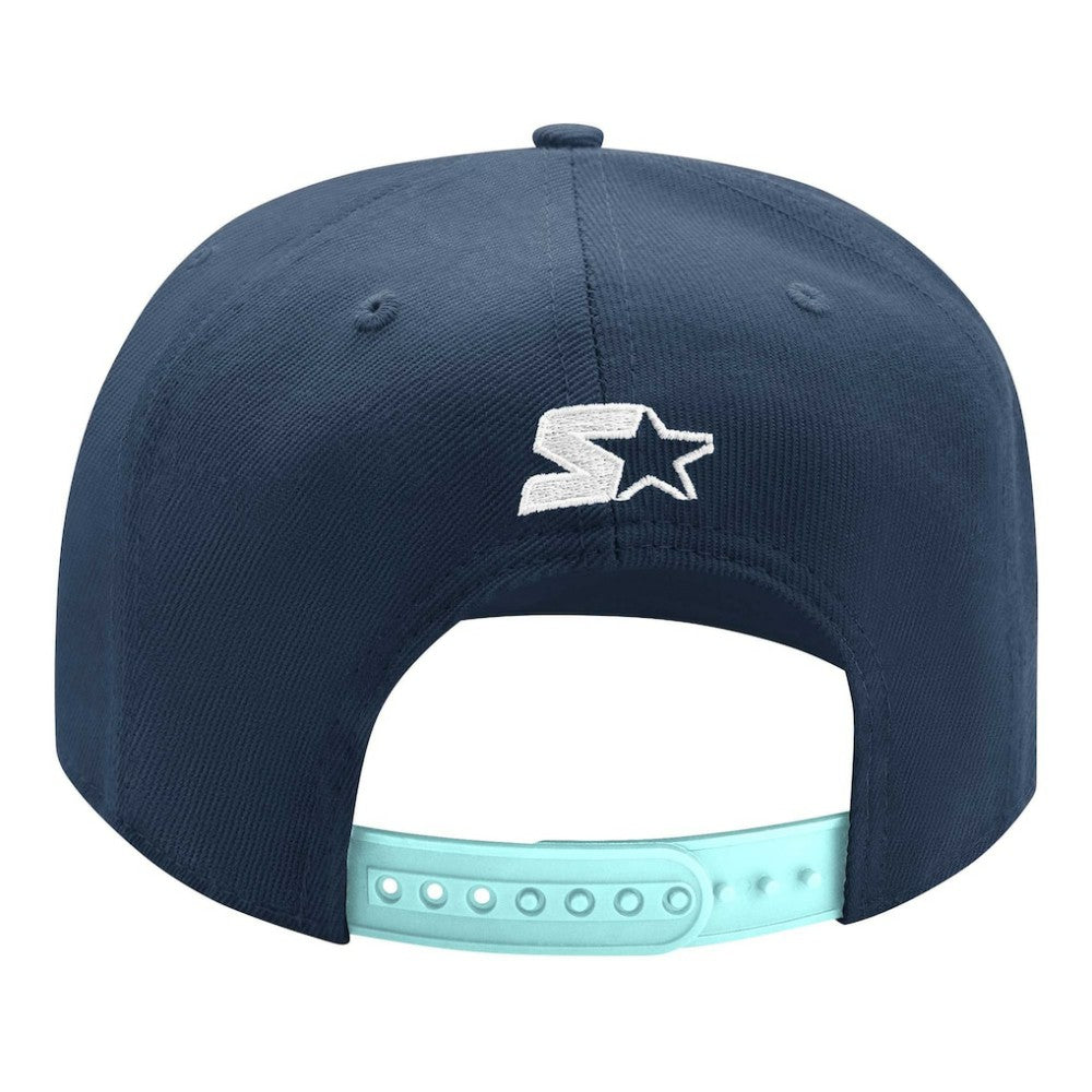 Seattle Kraken Starter Arch Logo Two-Tone Snapback Hat - Deep Sea Blue/Light Blue - NHL
