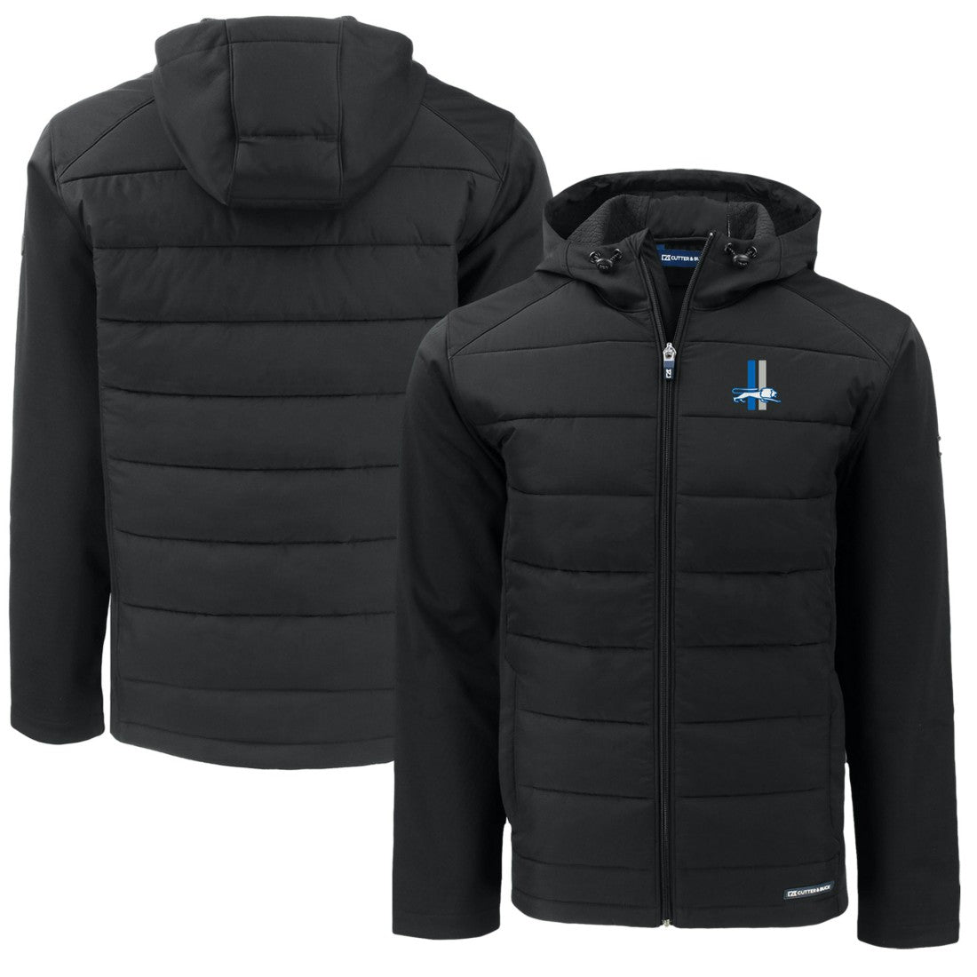 Detroit Lions Cutter & Buck Throwback Big & Tall Evoke Hybrid Eco Softshell Recycled Full-Zip Jacket Black | NFL
