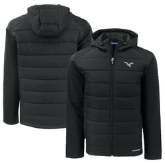 Philadelphia Eagles Cutter & Buck Throwback Big & Tall Evoke Hybrid Eco Softshell Recycled Full-Zip Hoodie Black | NFL