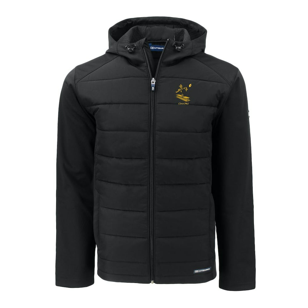 Pittsburgh Steelers Cutter & Buck Throwback Big & Tall Evoke Hybrid Eco Softshell Recycled Full-Zip Hoodie Black | NFL