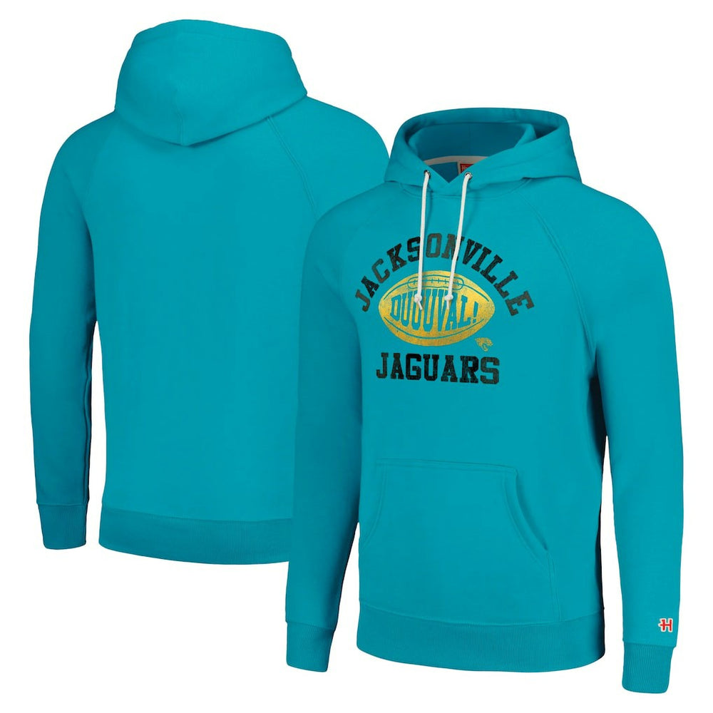 Jacksonville Jaguars Homage Unisex Hyperlocal Raglan Pullover Hoodie Teal | NFL