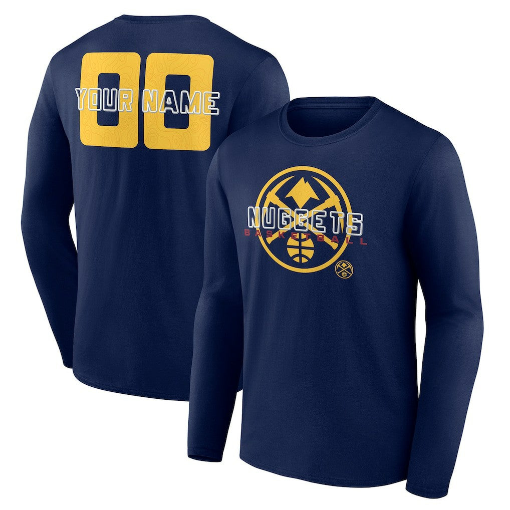 Denver Nuggets Stellar Personalized Name & Number Long Sleeve T-Shirt Navy - NBA