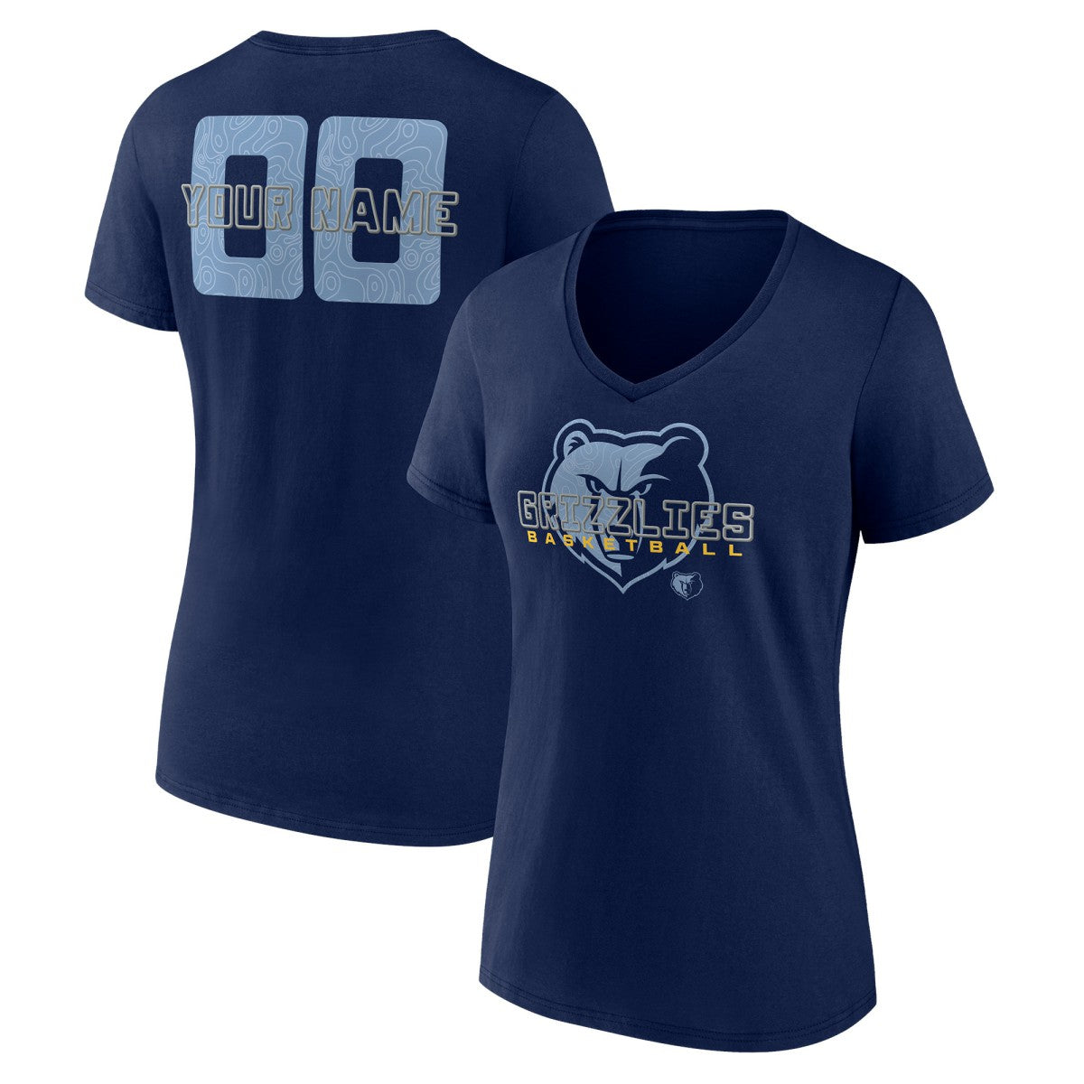 Memphis Grizzlies Women's Stellar Personalized Name & Number V-Neck T-Shirt Navy - NBA