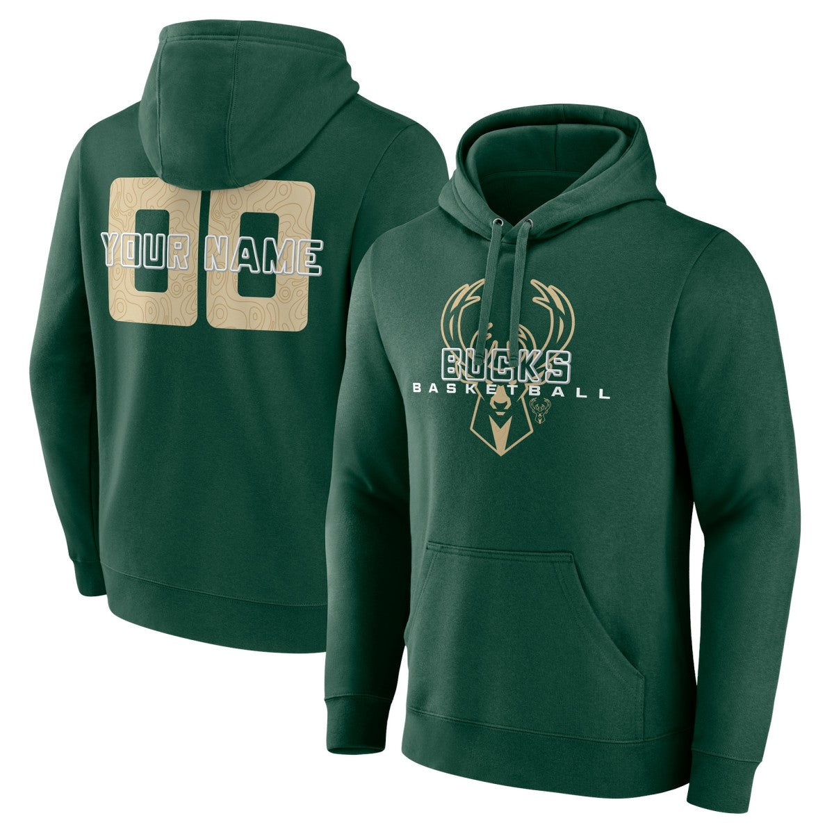 Milwaukee Bucks Stellar Personalized Name & Number Pullover Hoodie Hunter Green - NBA