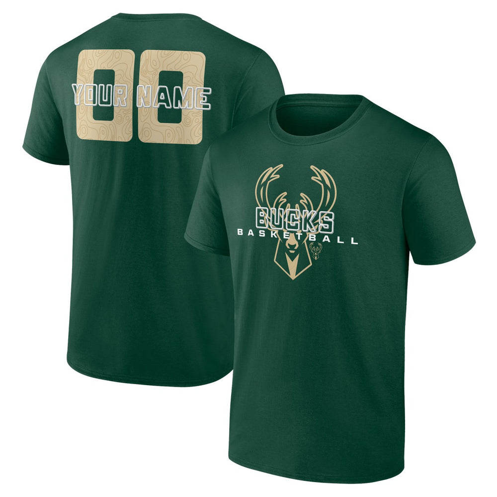 Milwaukee Bucks Stellar Personalized Name & Number T-Shirt Hunter Green - NBA