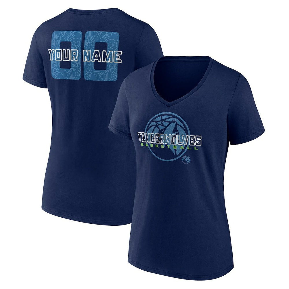 Minnesota Timberwolves Women's Stellar Personalized Name & Number V-Neck T-Shirt Navy - NBA