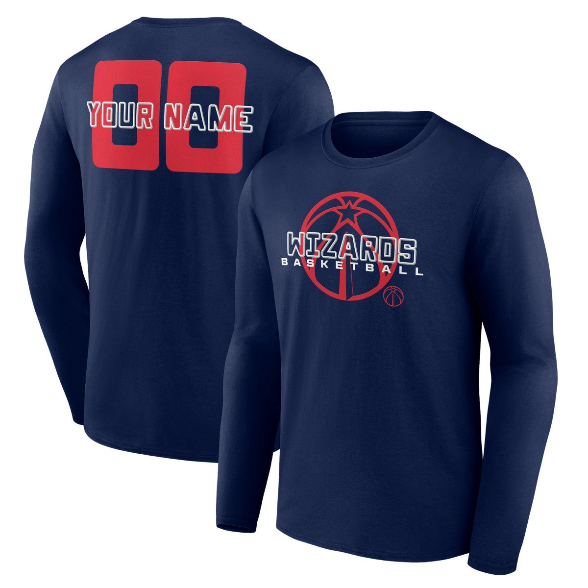 Washington Wizards Stellar Personalized Name & Number Long Sleeve T-Shirt Navy - NBA