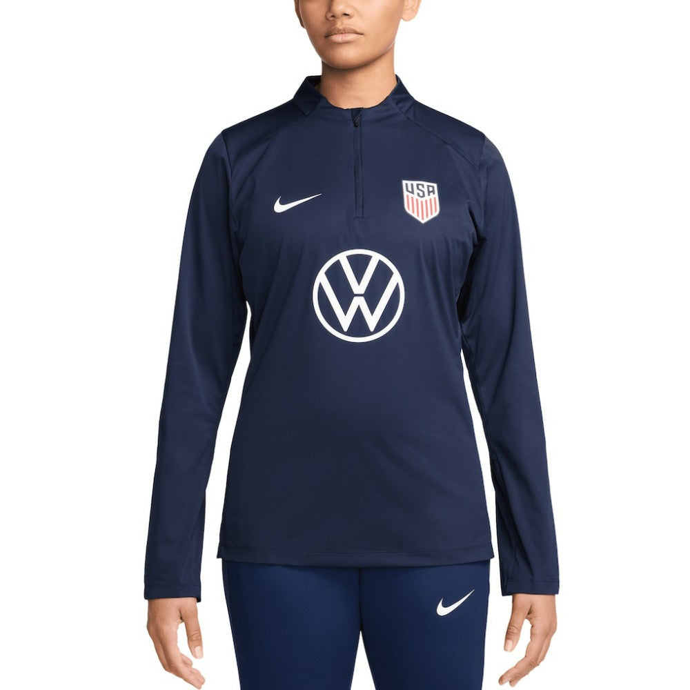 USMNT Women's 2024 Strike Drill Performance Quarter-Zip Pullover Top Navy | Nike discount