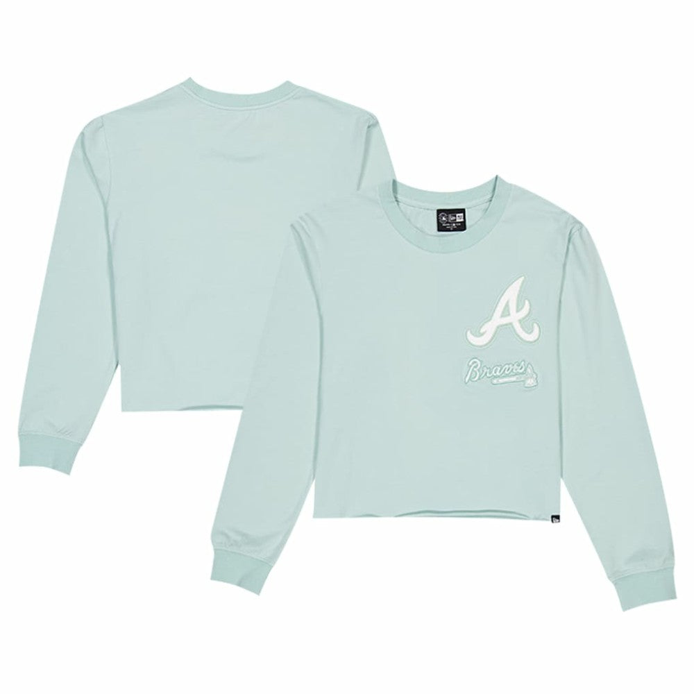 Atlanta Braves New Era Women's Breeze Logo Select Cropped Long Sleeve T-Shirt - MLB