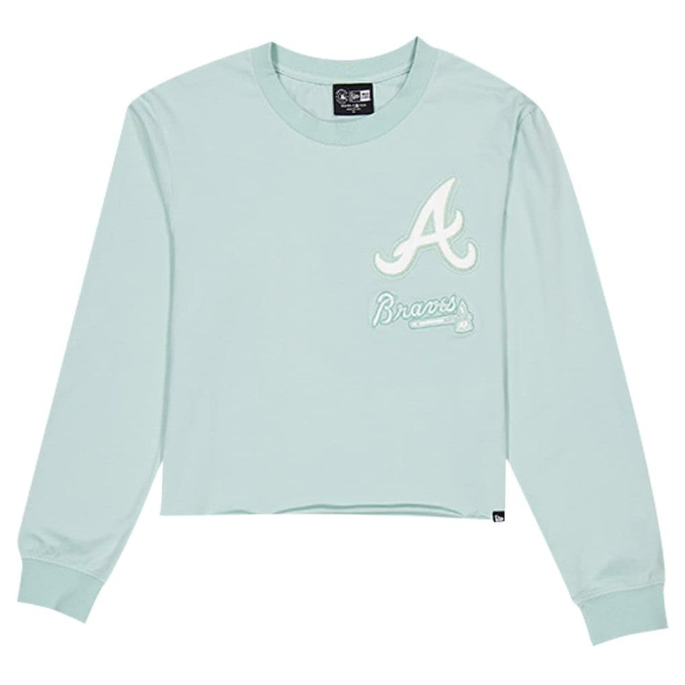 Atlanta Braves New Era Women's Breeze Logo Select Cropped Long Sleeve T-Shirt - MLB
