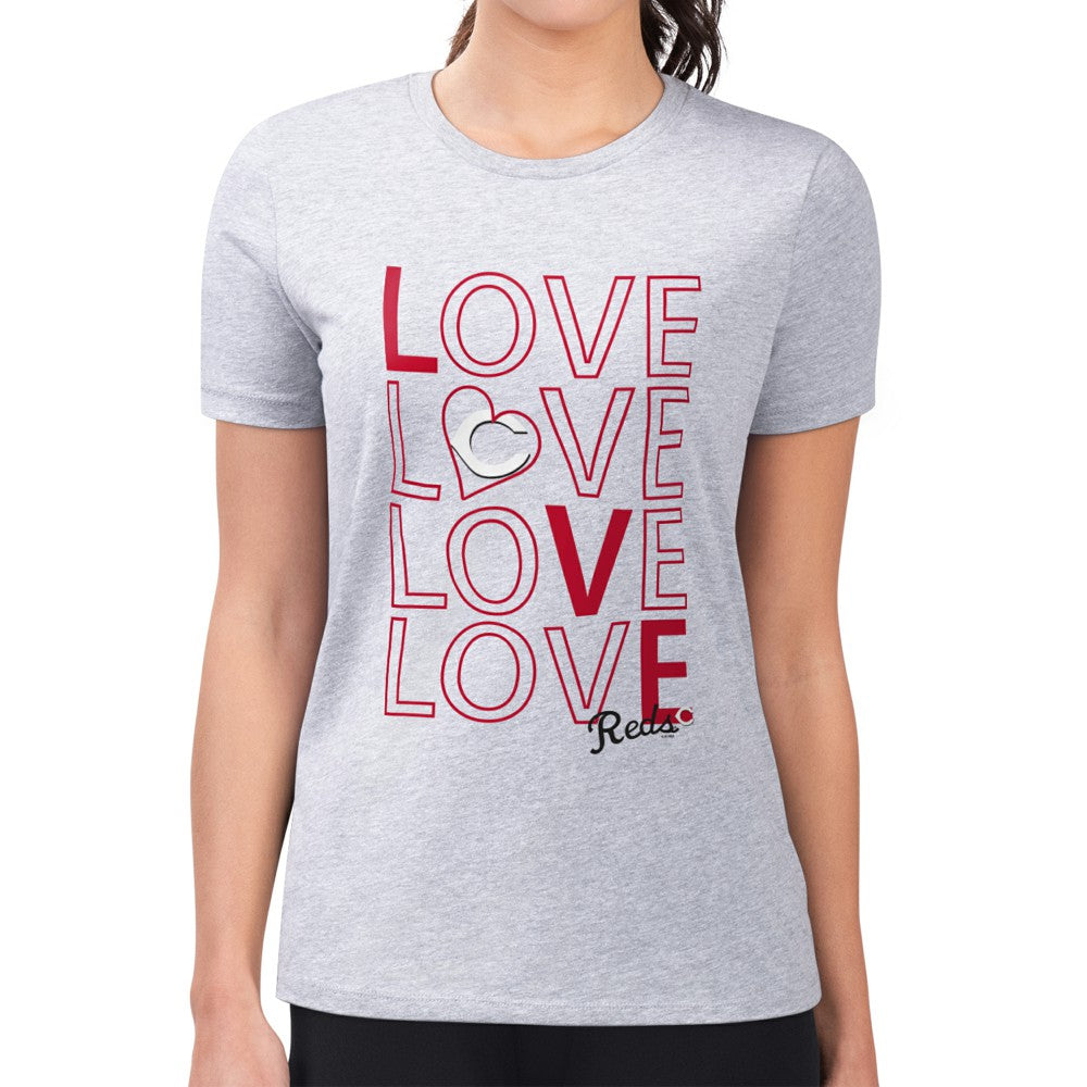 Cincinnati Reds G-III 4Her by Carl Banks Women's Super-Slim Fit Lightweight Love Graphic Team T-Shirt - MLB