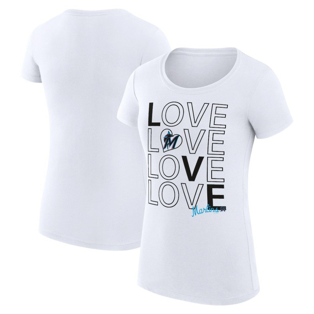 Miami Marlins G-III 4Her by Carl Banks Women's Super-Slim Fit Lightweight Love Graphic Team T-Shirt - MLB