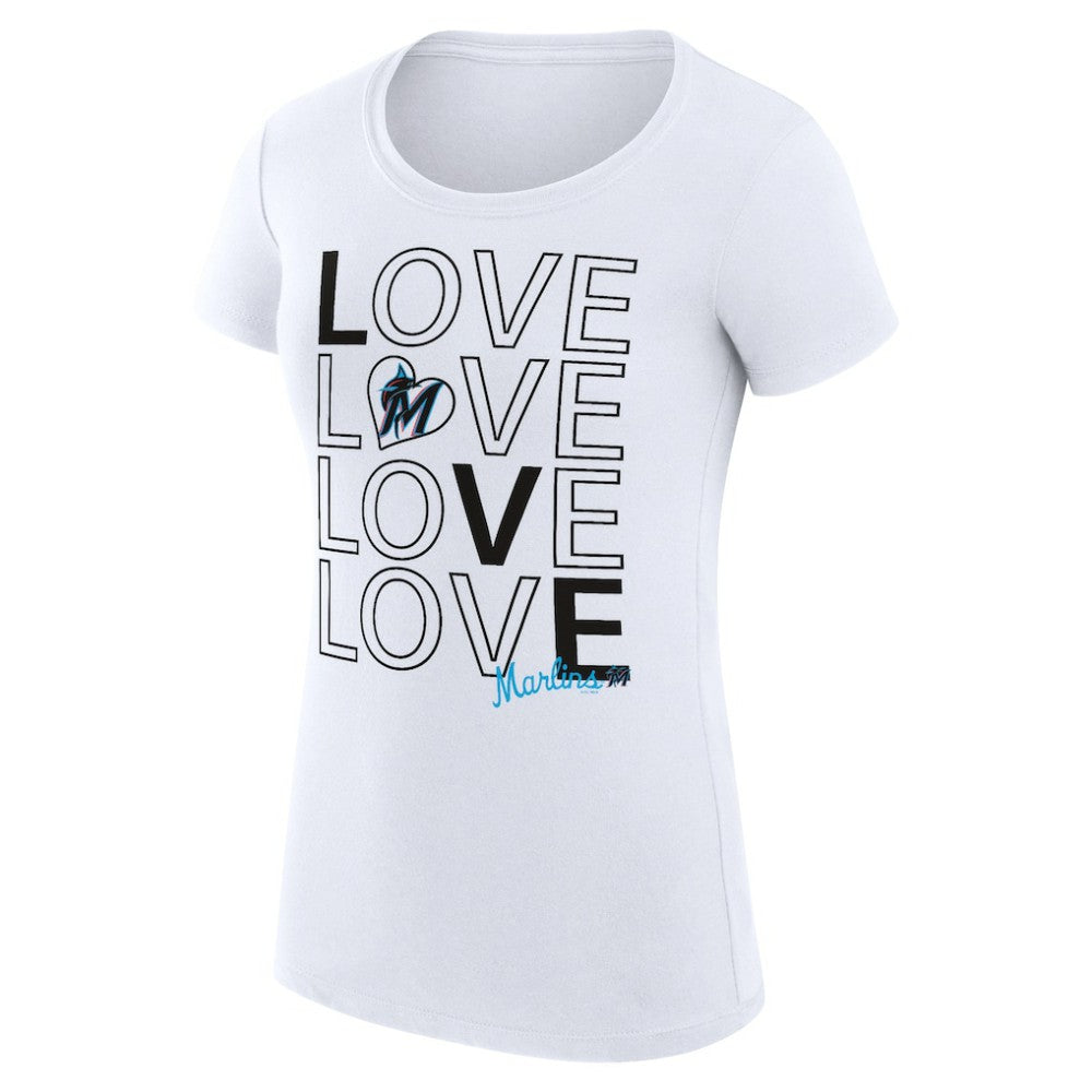 Miami Marlins G-III 4Her by Carl Banks Women's Super-Slim Fit Lightweight Love Graphic Team T-Shirt - MLB