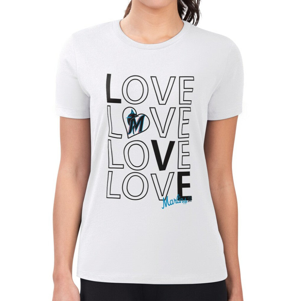 Miami Marlins G-III 4Her by Carl Banks Women's Super-Slim Fit Lightweight Love Graphic Team T-Shirt - MLB