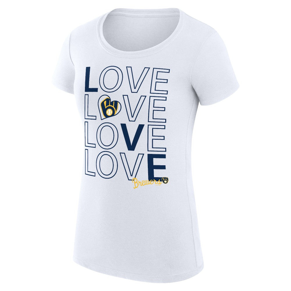 Milwaukee Brewers G-III 4Her by Carl Banks Women's Super-Slim Fit Lightweight Love Graphic Team T-Shirt - MLB