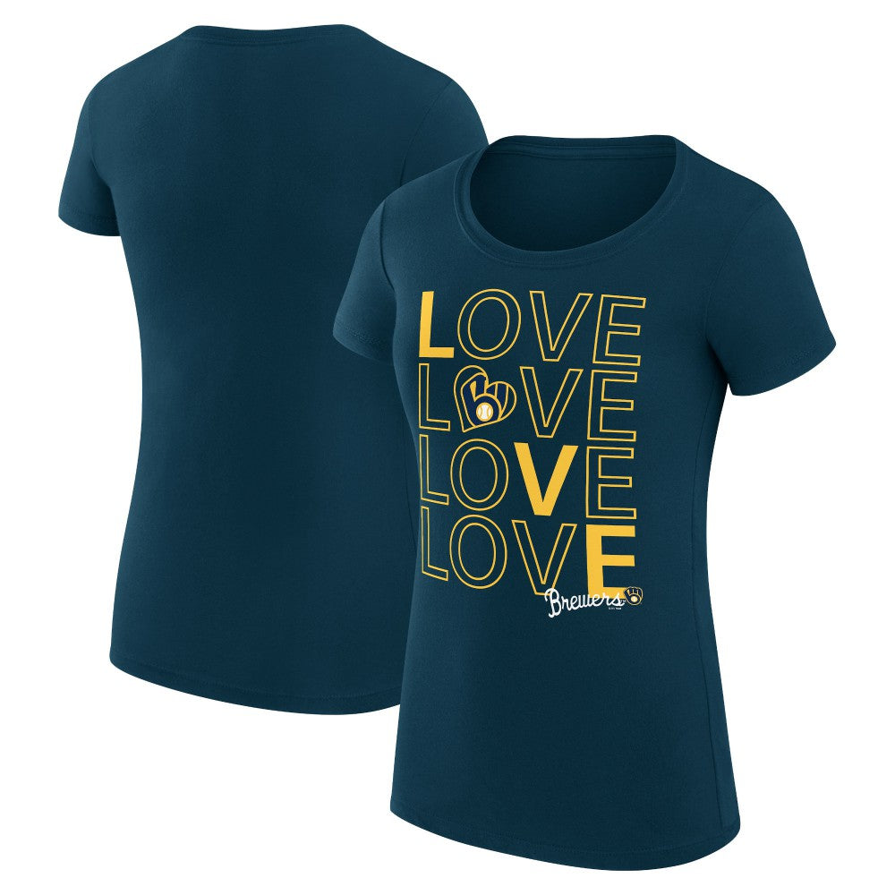 Milwaukee Brewers G-III 4Her by Carl Banks Women's Super-Slim Fit Lightweight Love Graphic Team T-Shirt - MLB