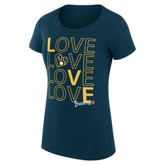 Milwaukee Brewers G-III 4Her by Carl Banks Women's Super-Slim Fit Lightweight Love Graphic Team T-Shirt - MLB