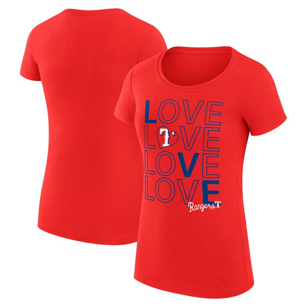 Texas Rangers G-III 4Her by Carl Banks Women's Super-Slim Fit Lightweight Love Graphic Team T-Shirt - MLB