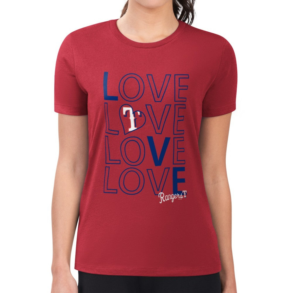 Texas Rangers G-III 4Her by Carl Banks Women's Super-Slim Fit Lightweight Love Graphic Team T-Shirt - MLB