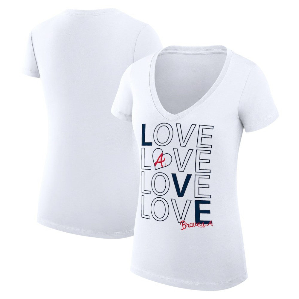 Atlanta Braves G-III 4Her by Carl Banks Women's Super-Slim Fit Lightweight Love Graphic Team V-Neck T-Shirt - MLB