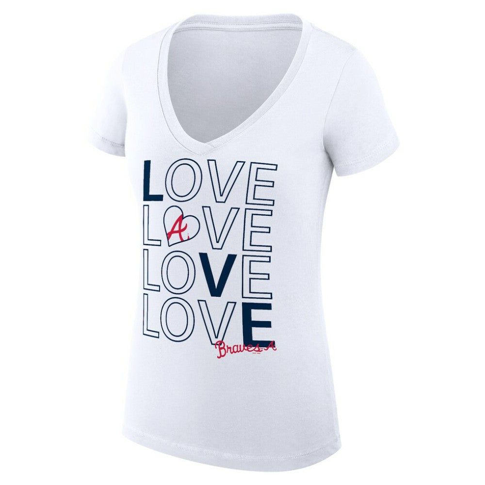 Atlanta Braves G-III 4Her by Carl Banks Women's Super-Slim Fit Lightweight Love Graphic Team V-Neck T-Shirt - MLB