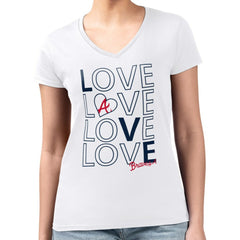 Atlanta Braves G-III 4Her by Carl Banks Women's Super-Slim Fit Lightweight Love Graphic Team V-Neck T-Shirt - MLB