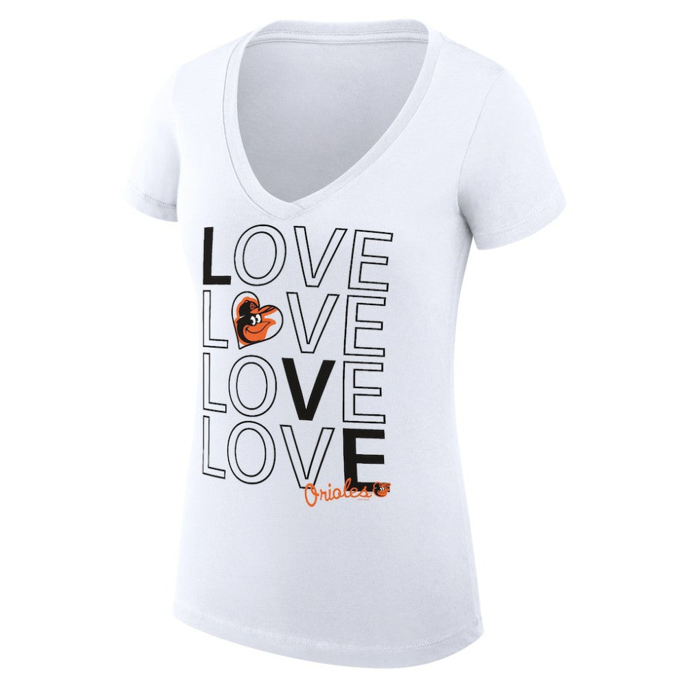 Baltimore Orioles G-III 4Her by Carl Banks Women's Super-Slim Fit Lightweight Love Graphic Team V-Neck T-Shirt - MLB