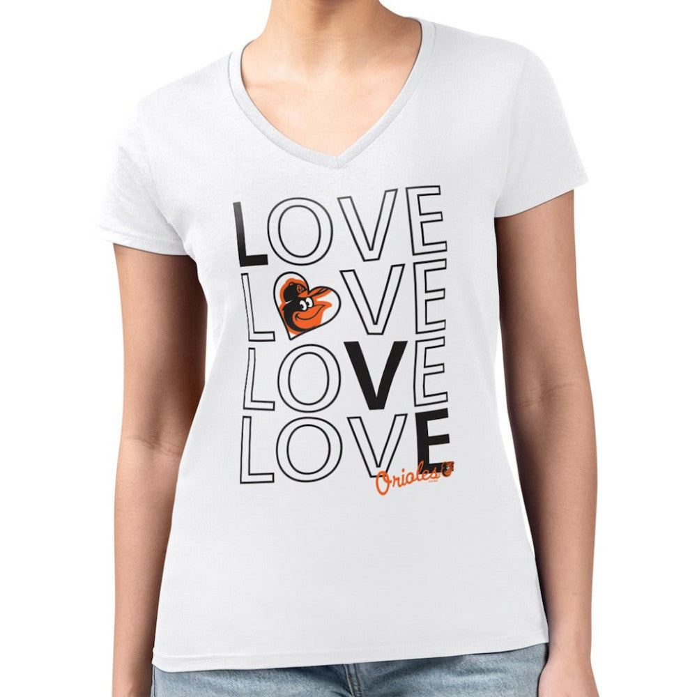 Baltimore Orioles G-III 4Her by Carl Banks Women's Super-Slim Fit Lightweight Love Graphic Team V-Neck T-Shirt - MLB