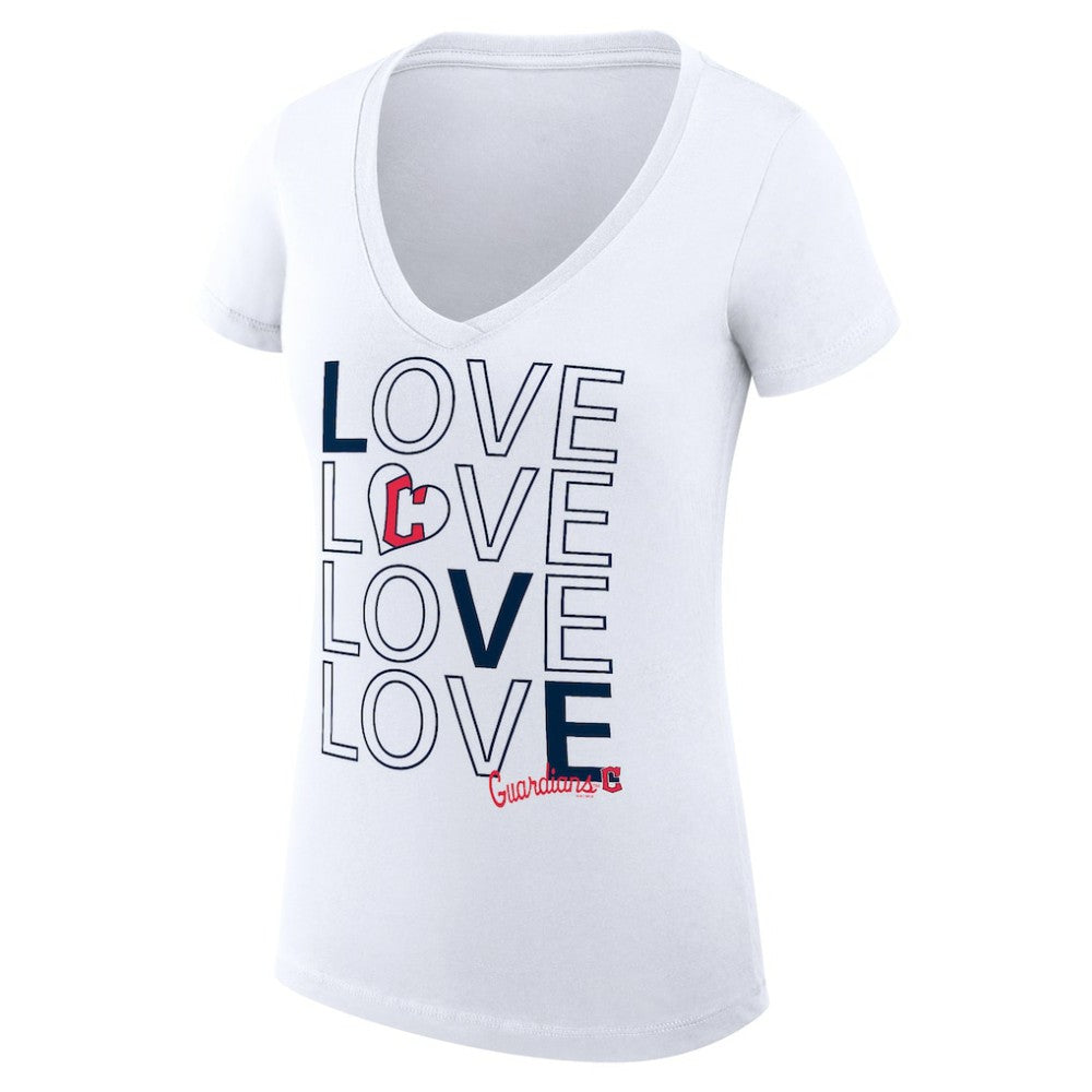 Cleveland Guardians G-III 4Her by Carl Banks Women's Super-Slim Fit Lightweight Love Graphic Team V-Neck T-Shirt - MLB