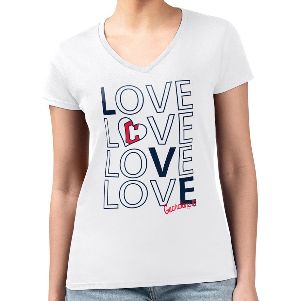 Cleveland Guardians G-III 4Her by Carl Banks Women's Super-Slim Fit Lightweight Love Graphic Team V-Neck T-Shirt - MLB
