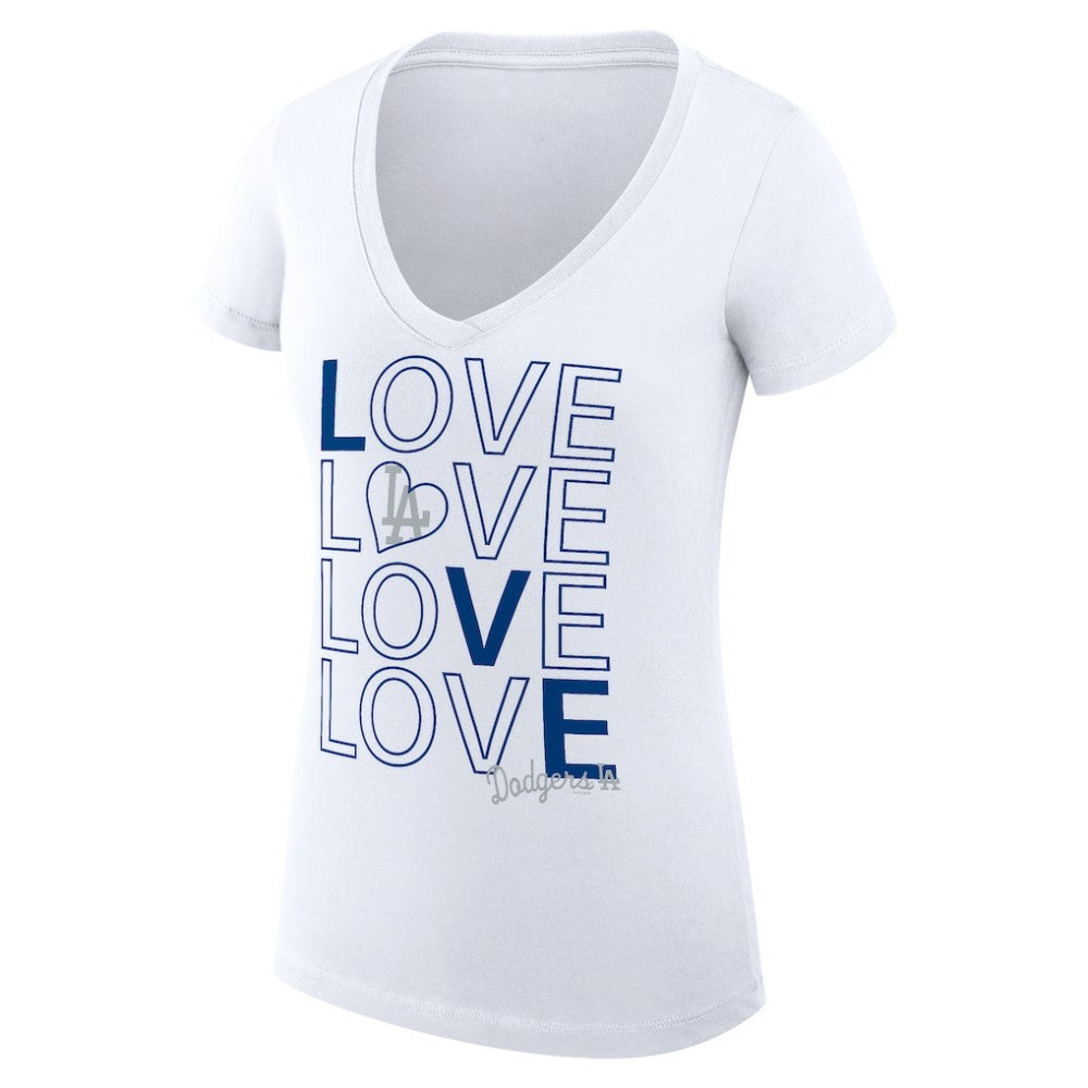 Los Angeles Dodgers G-III 4Her by Carl Banks Women's Super-Slim Fit Lightweight Love Graphic Team V-Neck T-Shirt - MLB