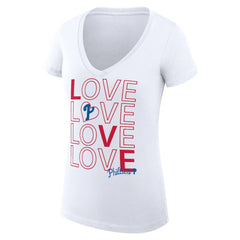 Philadelphia Phillies G-III 4Her by Carl Banks Women's Super-Slim Fit Lightweight Love Graphic Team V-Neck T-Shirt - MLB