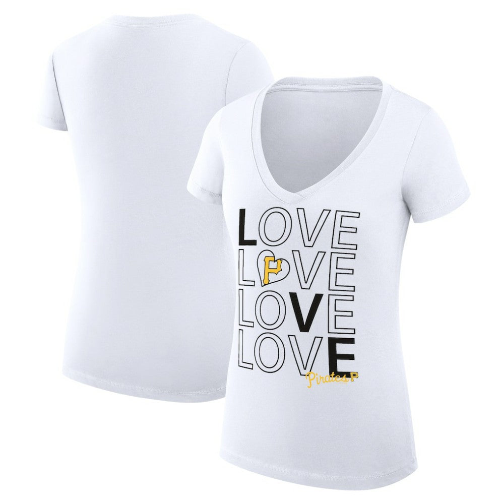 Pittsburgh Pirates G-III 4Her by Carl Banks Women's Super-Slim Fit Lightweight Love Graphic Team V-Neck T-Shirt - MLB