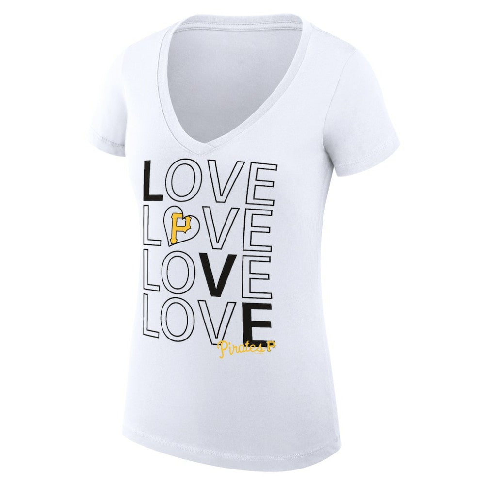 Pittsburgh Pirates G-III 4Her by Carl Banks Women's Super-Slim Fit Lightweight Love Graphic Team V-Neck T-Shirt - MLB