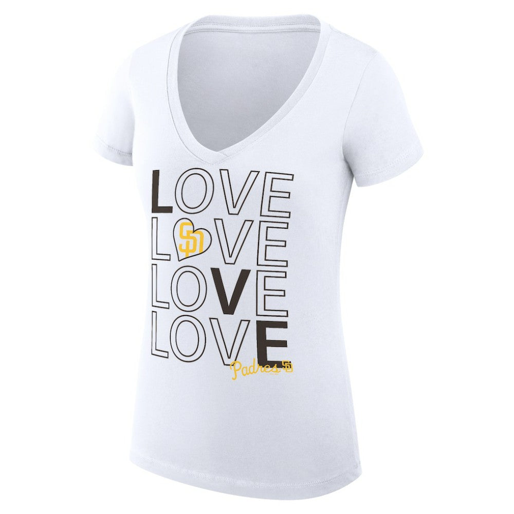 San Diego Padres G-III 4Her by Carl Banks Women's Super-Slim Fit Lightweight Love Graphic Team V-Neck T-Shirt - MLB