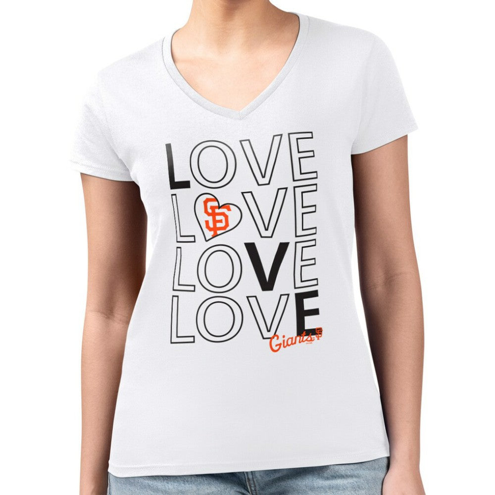 San Francisco Giants G-III 4Her by Carl Banks Women's Super-Slim Fit Lightweight Love Graphic Team V-Neck T-Shirt - MLB