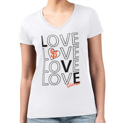 San Francisco Giants G-III 4Her by Carl Banks Women's Super-Slim Fit Lightweight Love Graphic Team V-Neck T-Shirt - MLB