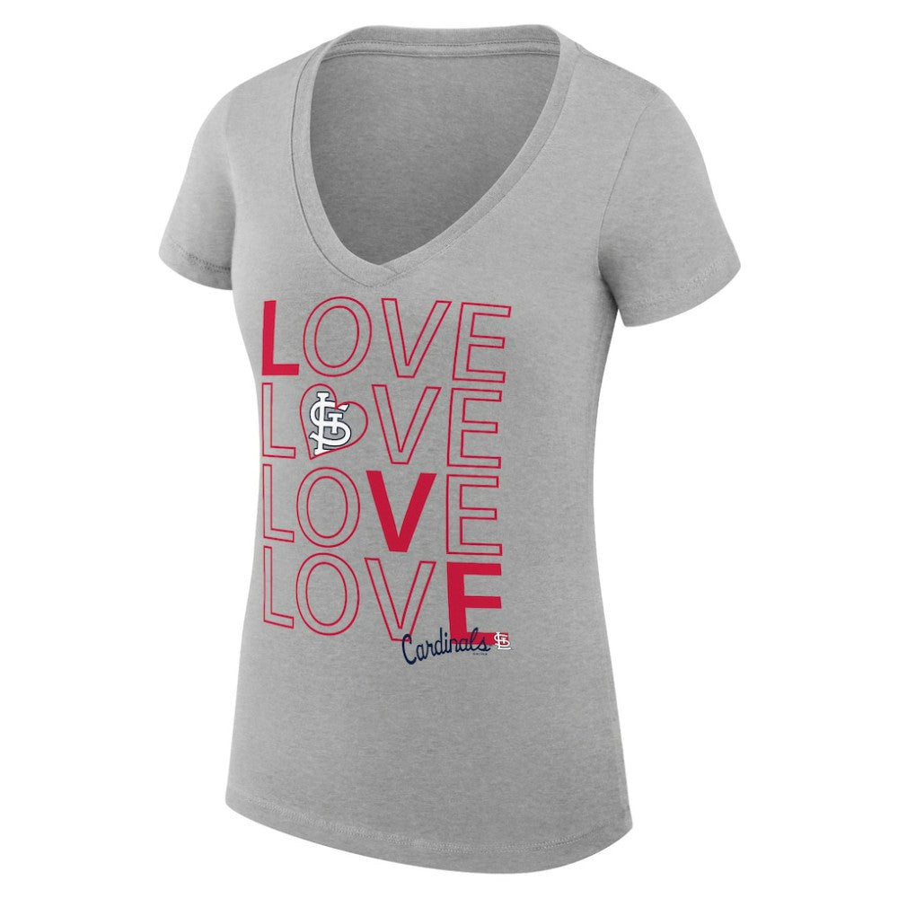 St. Louis Cardinals G-III 4Her by Carl Banks Women's Super-Slim Fit Lightweight Love Graphic Team V-Neck T-Shirt - MLB