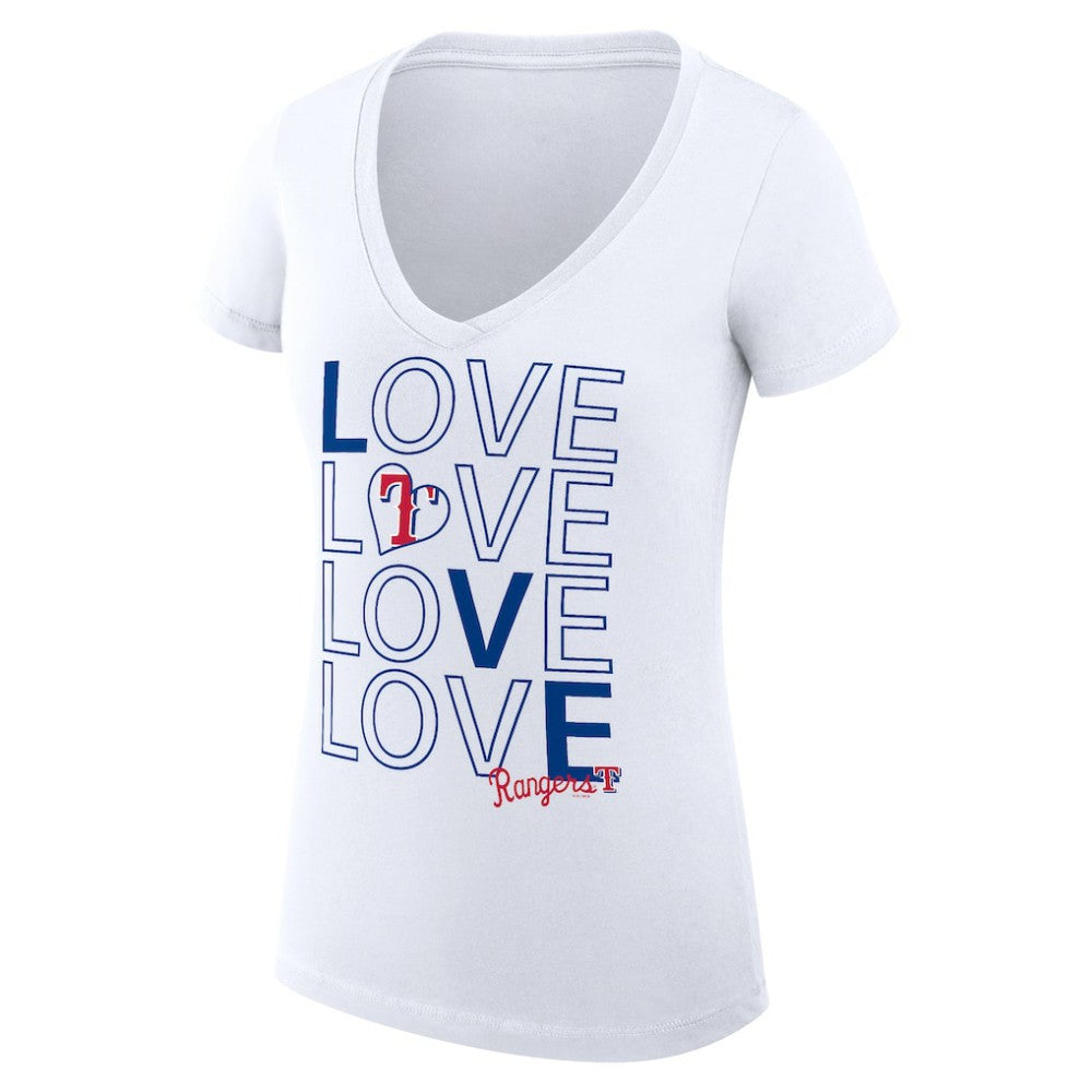 Texas Rangers G-III 4Her by Carl Banks Women's Super-Slim Fit Lightweight Love Graphic Team V-Neck T-Shirt - MLB