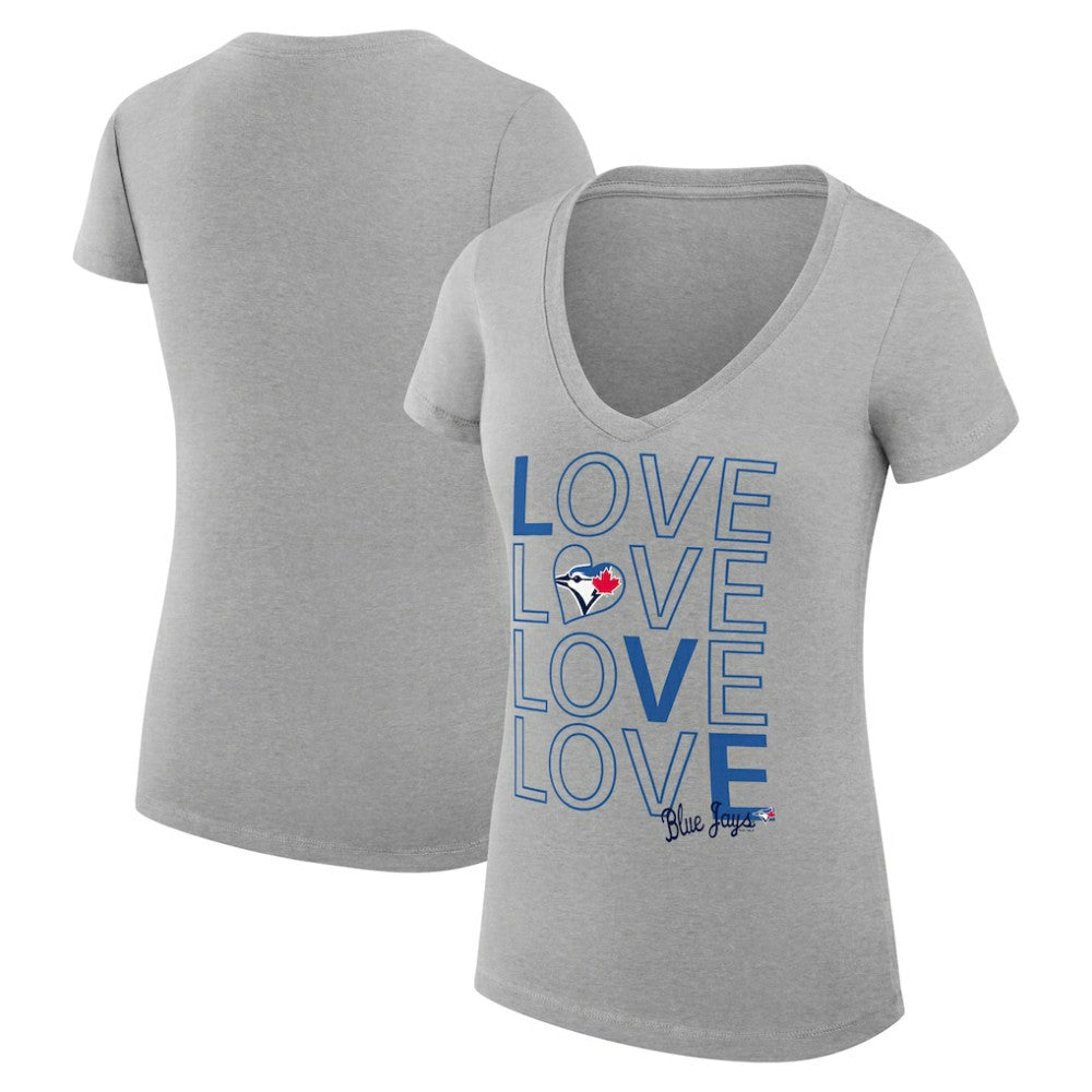 Toronto Blue Jays G-III 4Her by Carl Banks Women's Super-Slim Fit Lightweight Love Graphic Team V-Neck T-Shirt - MLB