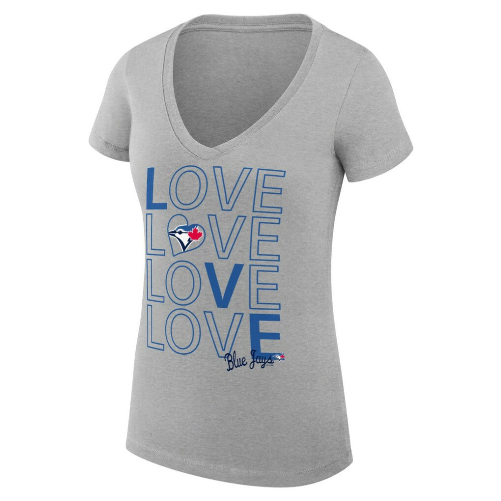 Toronto Blue Jays G-III 4Her by Carl Banks Women's Super-Slim Fit Lightweight Love Graphic Team V-Neck T-Shirt - MLB