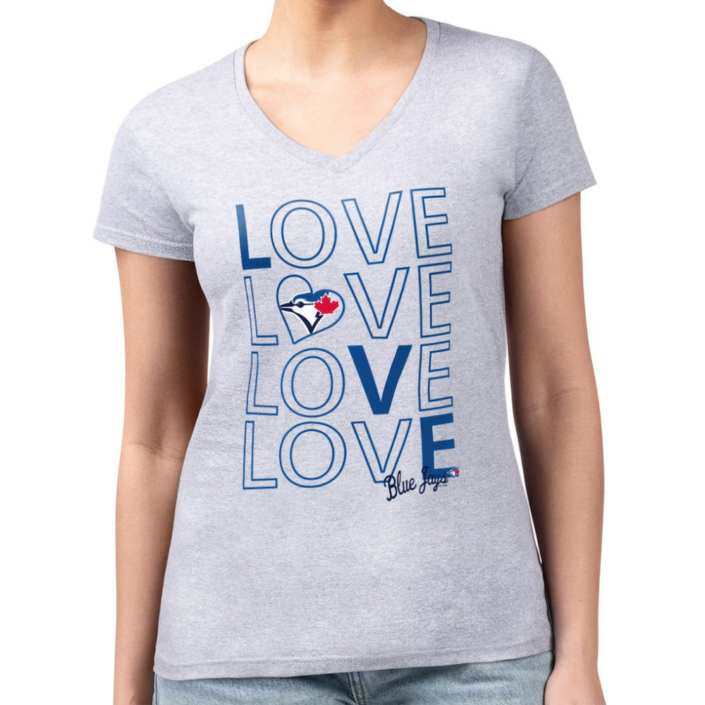 Toronto Blue Jays G-III 4Her by Carl Banks Women's Super-Slim Fit Lightweight Love Graphic Team V-Neck T-Shirt - MLB