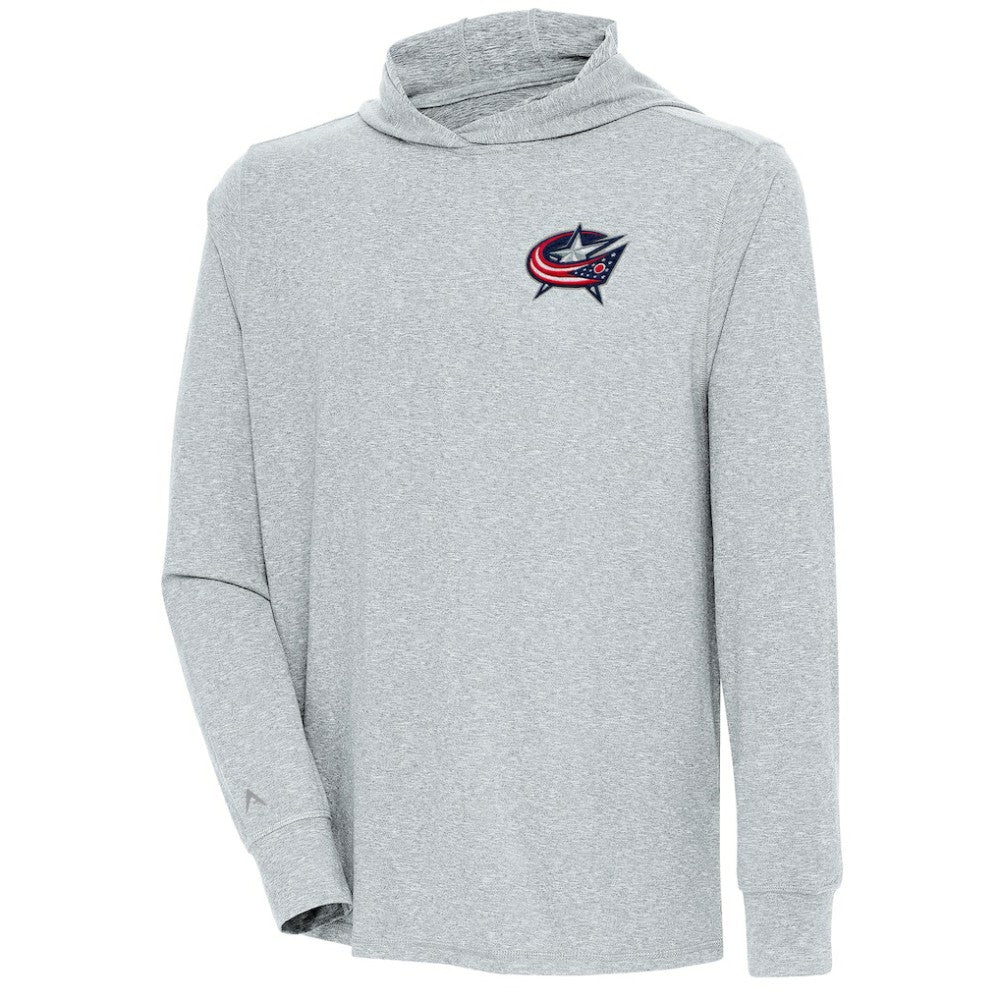 Columbus Blue Jackets Antigua Saga Pullover Hoodie - Heather Gray - NHL