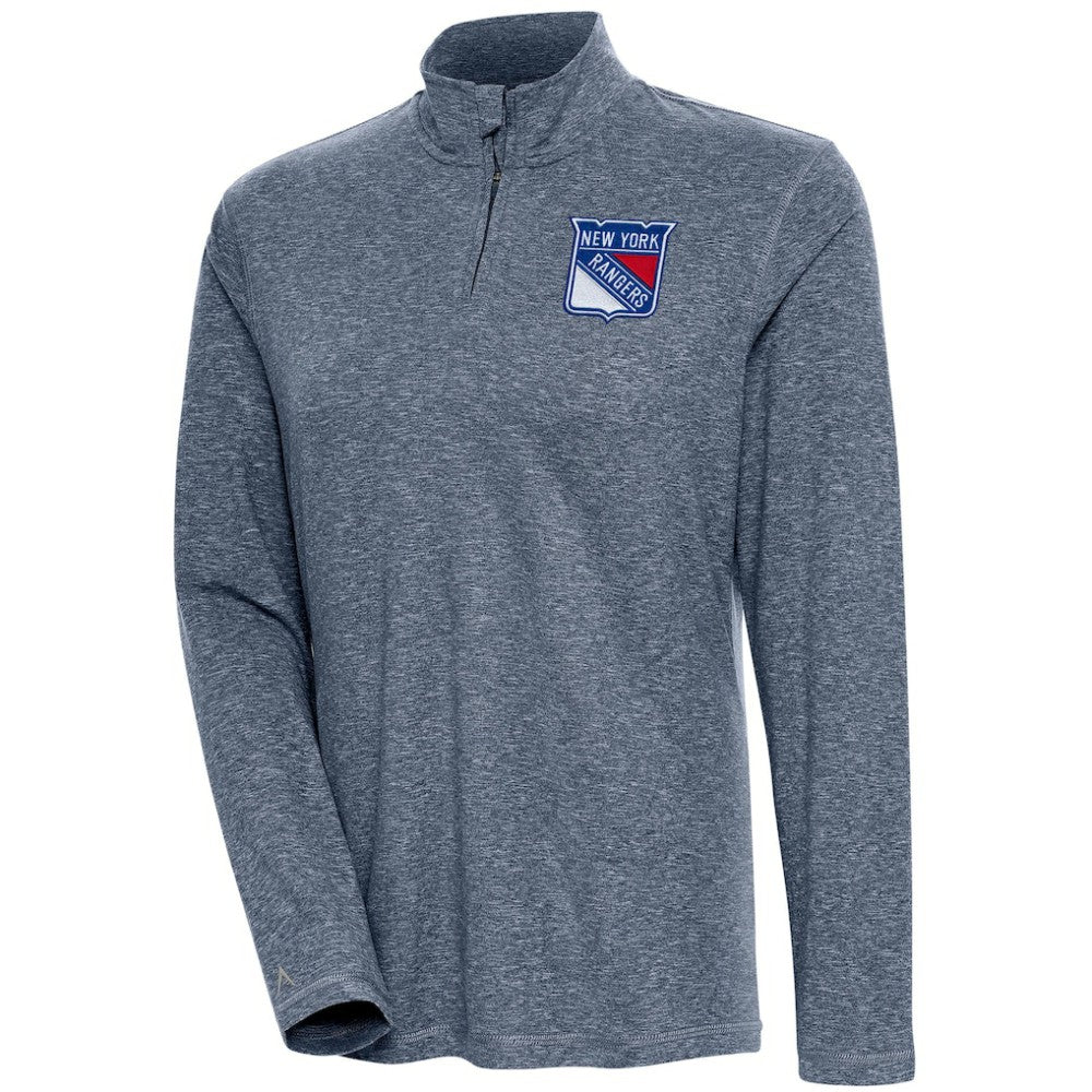 New York Rangers Antigua Women's Confront Quarter-Zip Pullover Top - Heather Navy - NHL